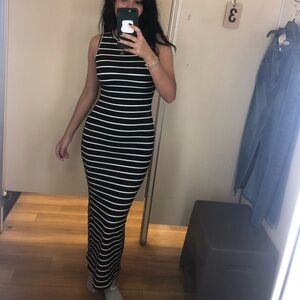 Black and White Striped Maxi Dress